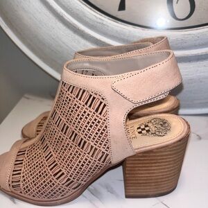 8.5 Vince Camuto cut-out peep toe ankle strap bootie